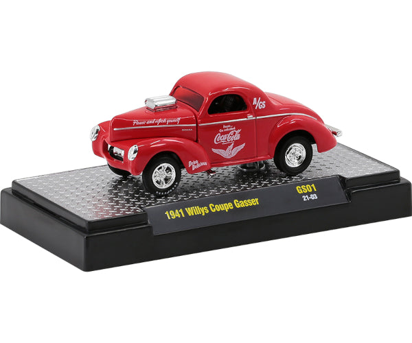 2021 M2 Machines Coca Cola GS01-21-03 - 1949 Willys Americar Coupe Gasser (Coca-Cola Red) Supply