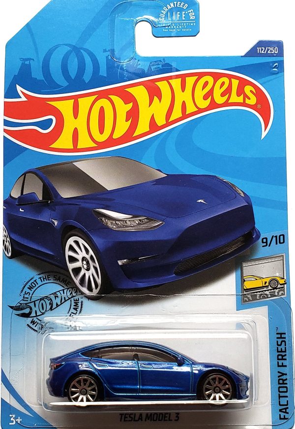 2020 Hot Wheels Mainline #112 - Tesla Model 3 (Blue) GHF32 For Cheap