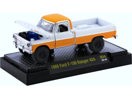 2020 M2 Machines Desktop R54-20-42 - 1969 Ford F-100 Ranger Pickup 4x4 (White   Orange) Cheap