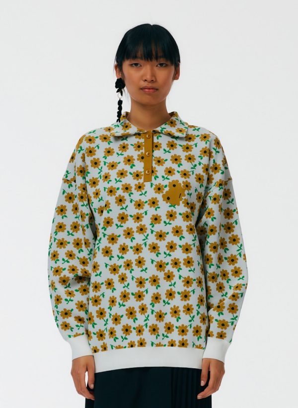 Flora Jacquard Oversized Rugby Sweater Discount