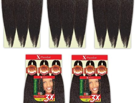 5 PACK X-PRESSION 42  1 PRE-STRETCHED BRAIDS 3X on Sale