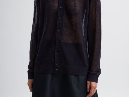 Sheer Sweater Polo Button Cardigan Online now