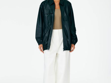 Feather Weight Leather Oversized Bomber Online Hot Sale