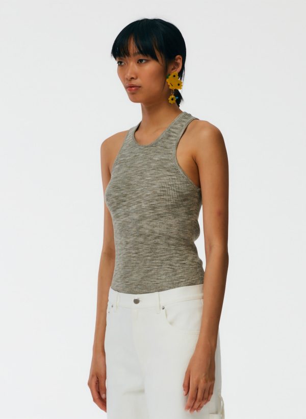 Printed Combed Cotton Ribbed Sweater Tank Hot on Sale