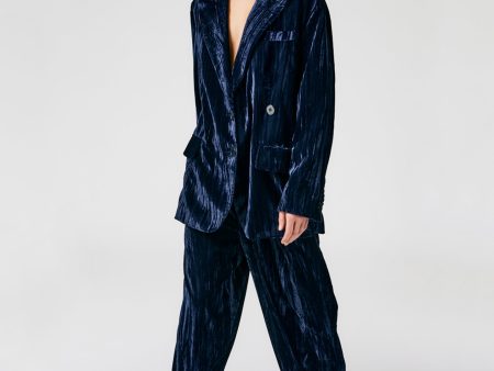 Creased Velvet Liam Blazer For Discount