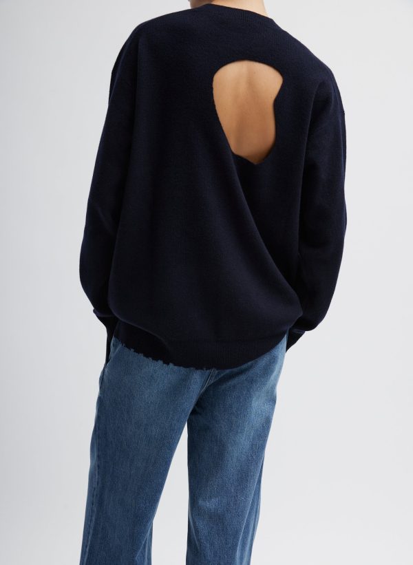 Anna Merino Wool Hole-At-Back Pullover Online now