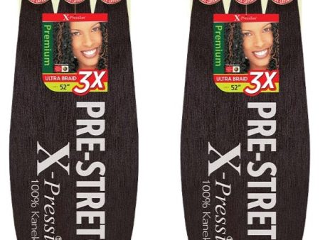 2 PACK X-PRESSION 52  1B PRE-STRETCHED BRAIDS 3X For Discount