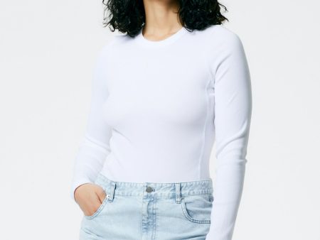 Ribbed T-Shirt Long Sleeve Bodysuit Sale