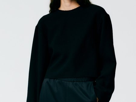 Melee Crepe Long Sleeve Cropped Top Fashion