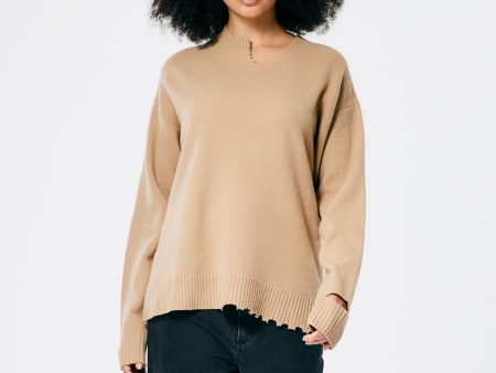 Soft Lambswool Cutout Neckband Pullover on Sale