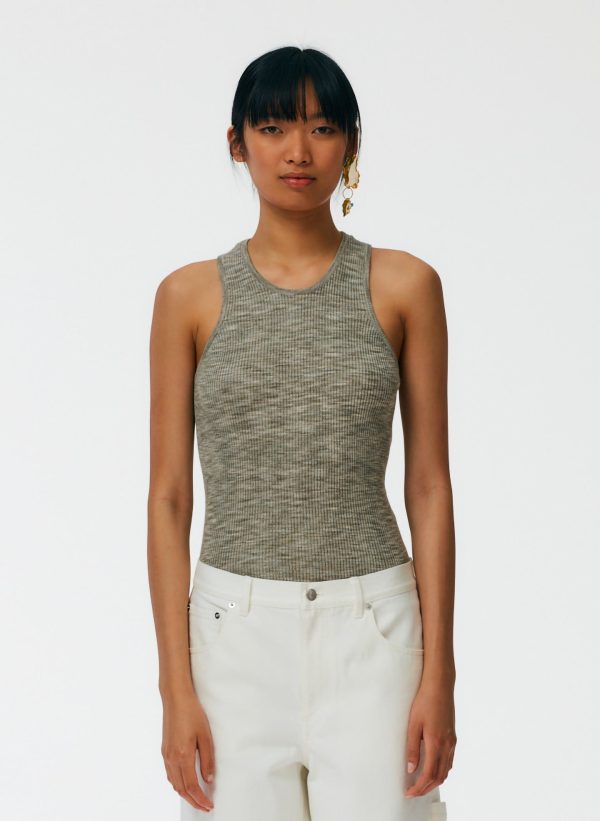 Printed Combed Cotton Ribbed Sweater Tank Hot on Sale