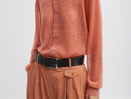 Sheer Sweater Polo Button Cardigan Online Sale