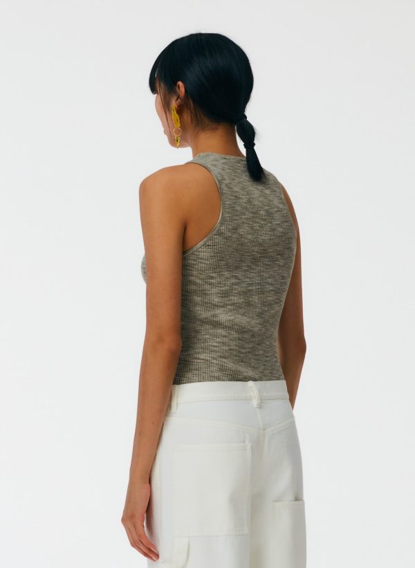 Printed Combed Cotton Ribbed Sweater Tank Hot on Sale