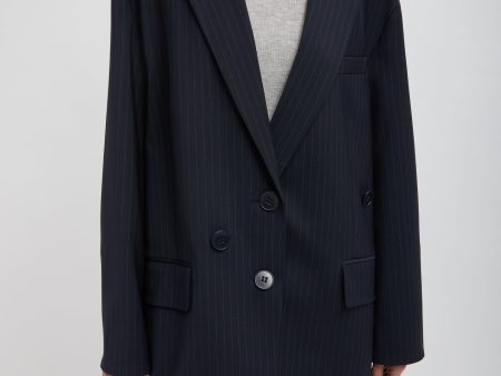 Dominic Pinstripe Detached Lapel Liam Blazer Online Hot Sale