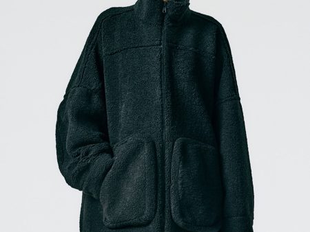 Cozy Fleece Cubic Zip Up Bomber Discount