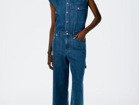 Stone Washed Denim Cropped Slouchy Carpenter Jean For Sale